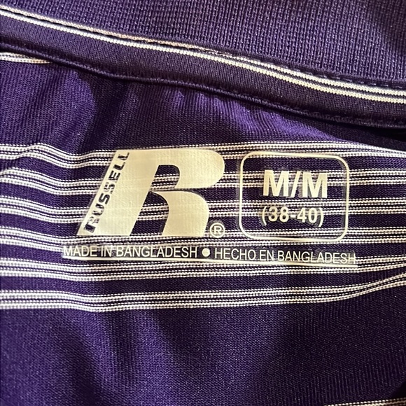 University of Evansville UE Purple Aces Striped Polo Collared Shirt Medium - Picture 6 of 8